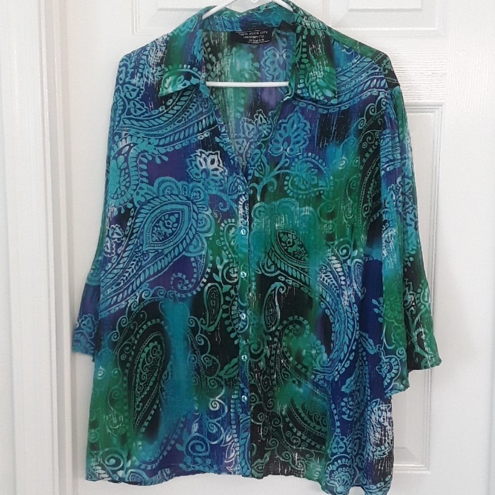 Paisley blouse by New York City design Co Size 2X
